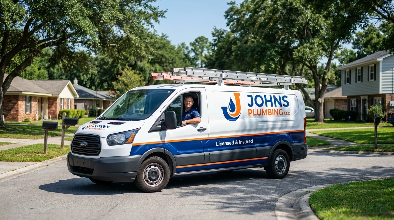 Johns Plumbing LLC service van in Boiling Springs, SC