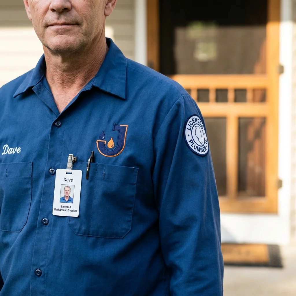 Licensed plumber showing ID badge in Boiling Springs, SC