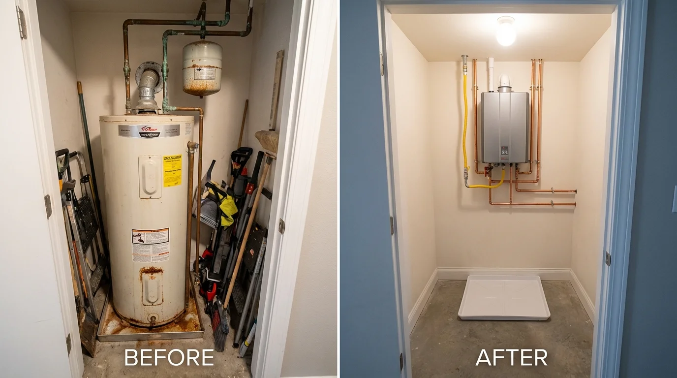 Tank water heater versus wall-mounted tankless unit comparison for Boiling Springs, SC homeowners
